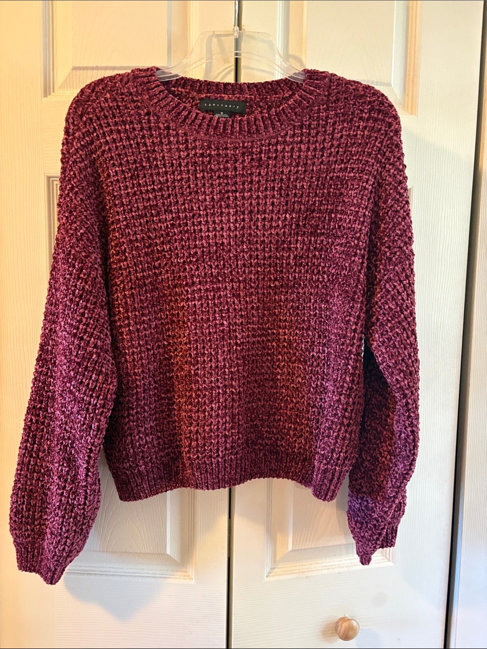 Sanctuary Women's Berry Waffle Knit Crew Sweater